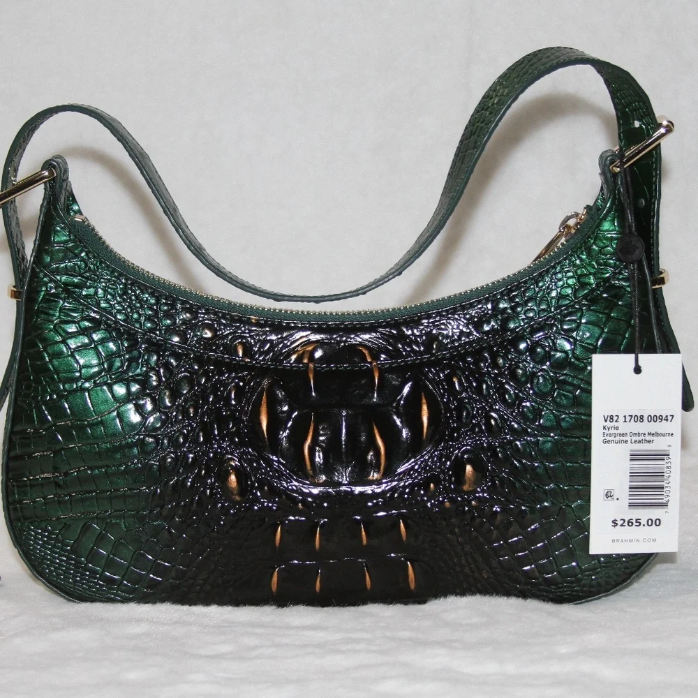 NWT BRAHMIN Kyrie Shoulder Bag Purse Handbag Evergreen Ombre Melbourne Leather - Picture 4 of 7